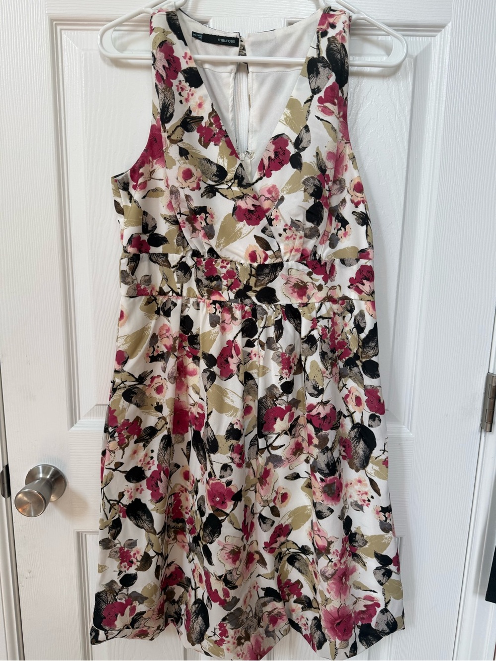 Maurices White Midi Dress with Pink Floral Print